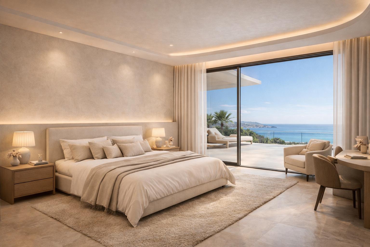 Contemporary bedroom design with indirect lights